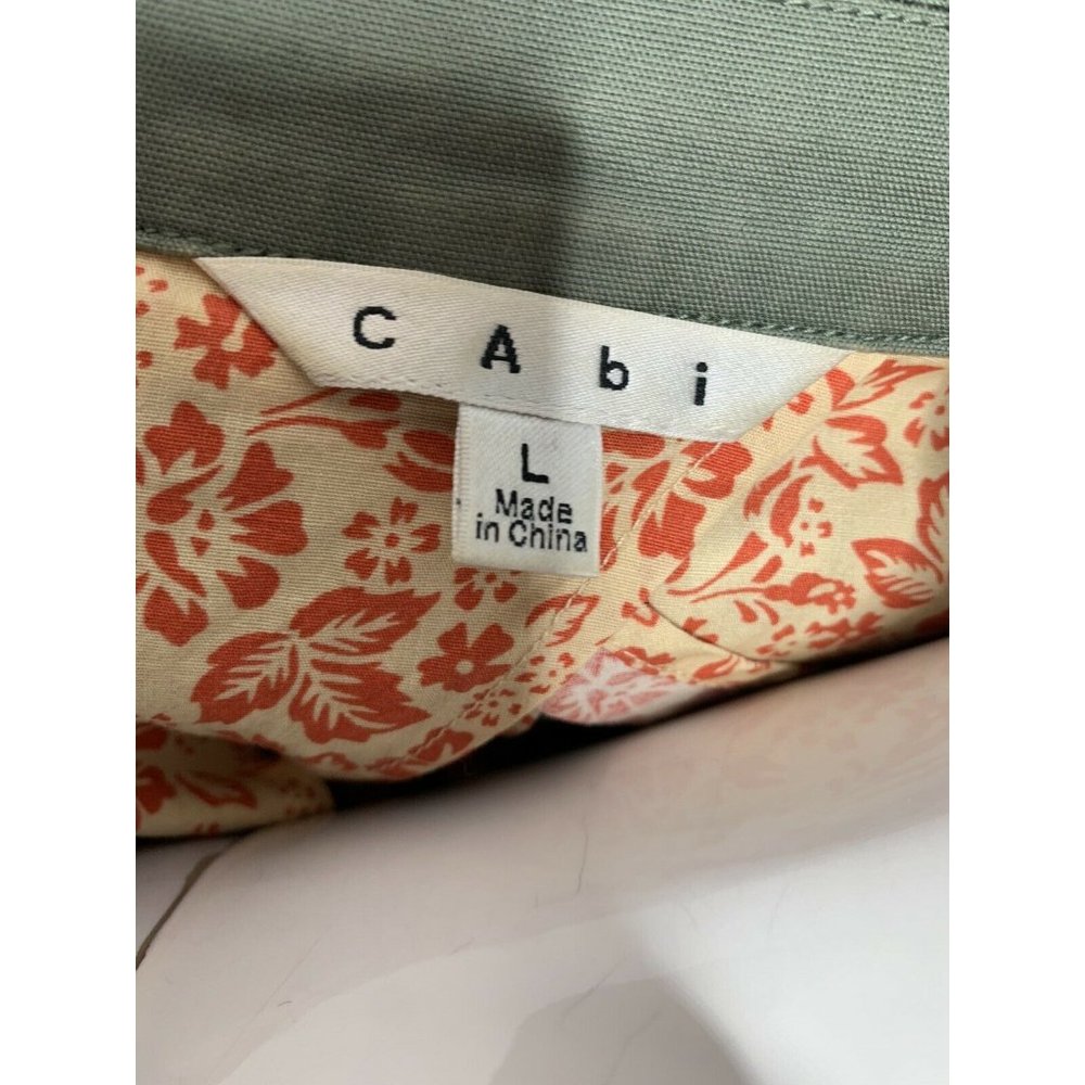 CAbi Womens L Olive Army Green One Button Blazer Jacket Stretch Lightweight #207 - Picture 4 of 8